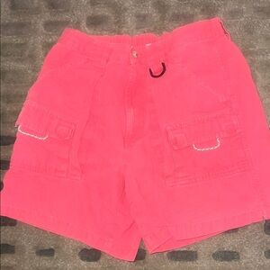 PFG Bright Coral Utility Cargo Shorts
